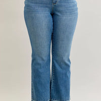 Judy Blue Full Size Mid Rise Slim Bootcut Tummy Control Release Hem Jeans Plus Size