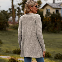 Ribbed Button-Up Cardigan with Pockets