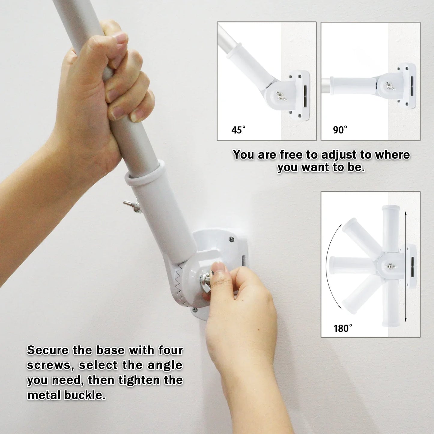 Adjustable Aluminum Flagpole Bracket - White
