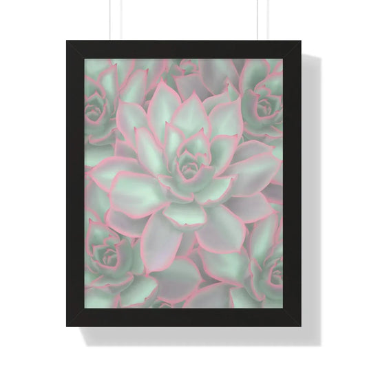Echeveria Violet Queen Succulent Pattern Framed Print – Botanical Wall Art