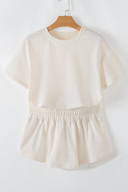 Luxury Cropped Tee and Ruffle High Waist Skort Set