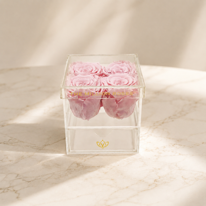 Acrylic 4 Drawer Box | Light Pink Roses
