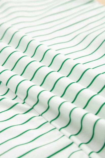 Stripe Ruffle Short Sleeve Crew Neck T-Shirt Mini Dress