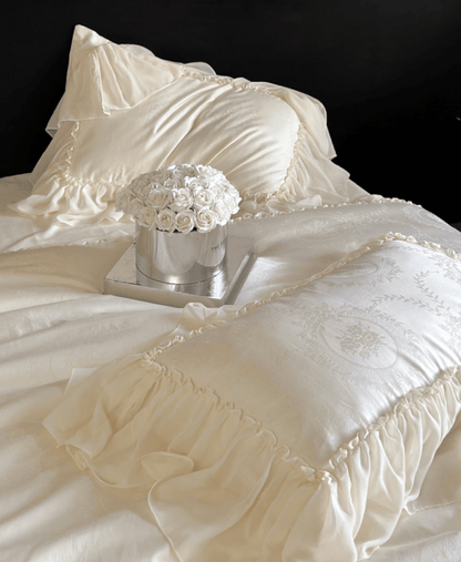 Airy Silky Floral Lace Bedding Set