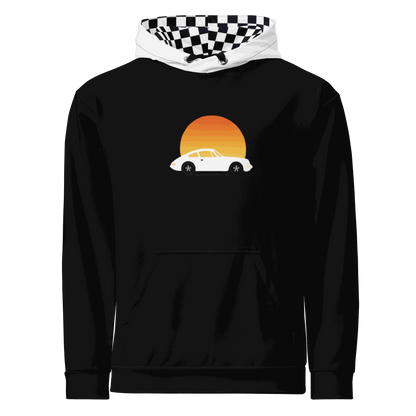 Sunset Car Hoodie – Retro Graphic Pullover Hoodie for Car Lovers