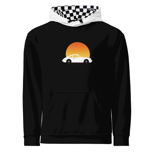 Sunset Car Hoodie – Retro Graphic Pullover Hoodie for Car Lovers