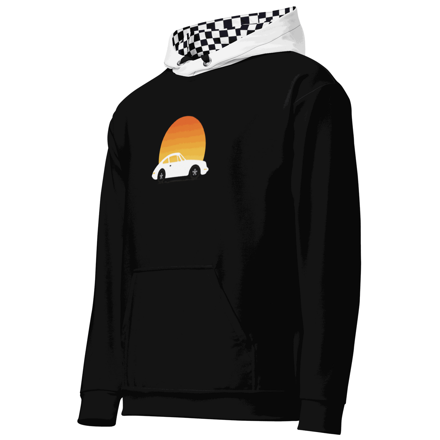 Sunset Car Hoodie – Retro Graphic Pullover Hoodie for Car Lovers