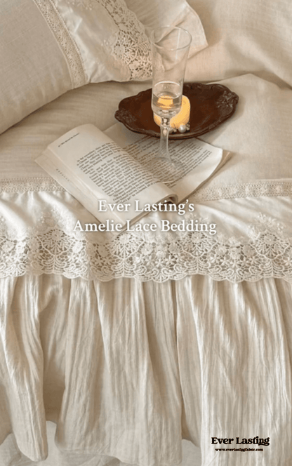 Amelie Lace Embroidered Linen Cotton Bedding Set
