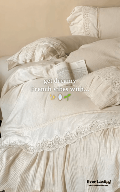 Amelie Lace Embroidered Linen Cotton Bedding Set