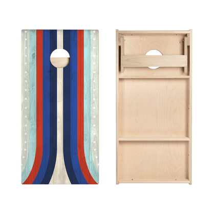 American Moto Curved Stripes Star Cornhole Boards