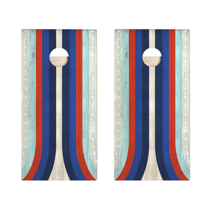 American Moto Curved Stripes Star Cornhole Boards