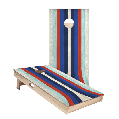American Moto Curved Stripes Star Cornhole Boards