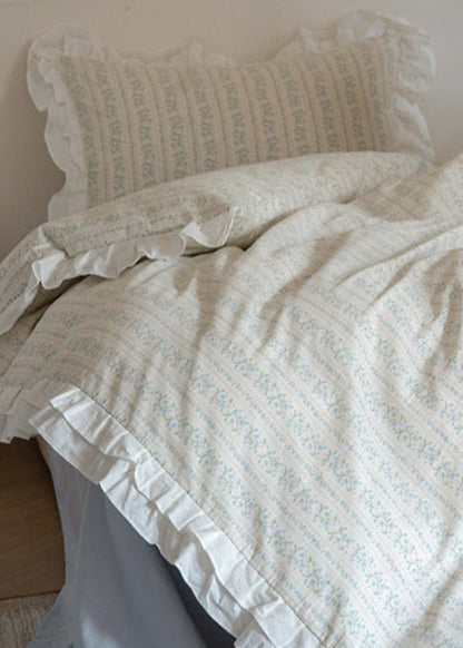 Annie Lace Ruffle Floral Bedding Set / Blue