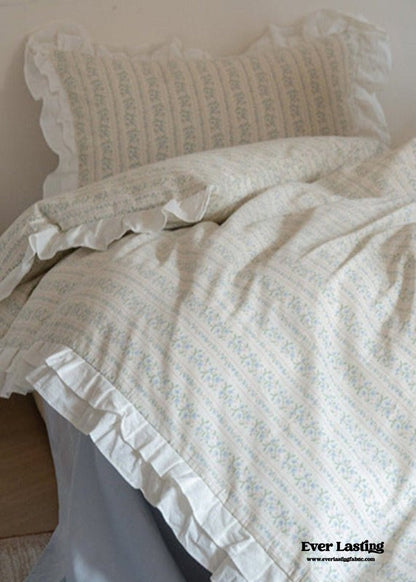 Annie Lace Ruffle Floral Bedding Set / Pink Beige