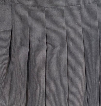 A-line Corduroy Pleated Mini Skirt