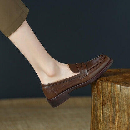 Women’s British Style Vintage Heeled Leather Shoes