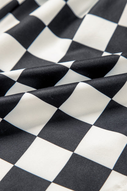 Checker High Waist Casual Shorts