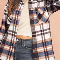 Multicolor Plaid Casual Button Up Flannel Shacket Anytime