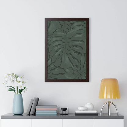 Deep Green Monstera Framed Print – Botanical Wall Art