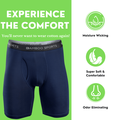 Men's 6" Inseam Bamboo Rayon Boxer Briefs - 4 Pack