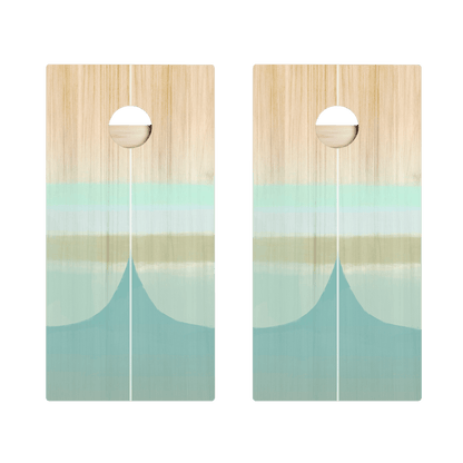 Bamboo Wood Watercolor Surf Star Cornhole Boards