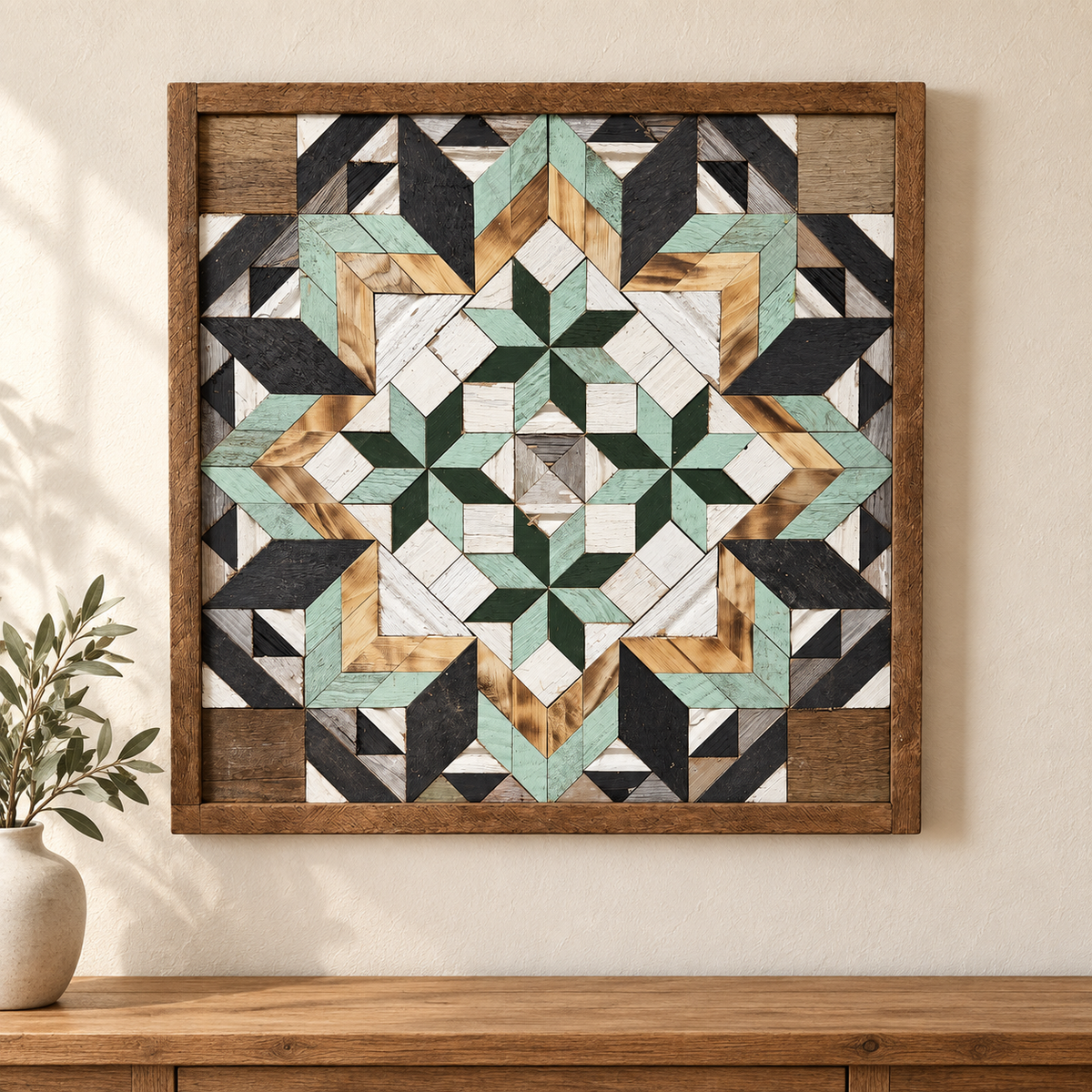 Amish Handmade Barn Quilt - Square (20.75 in x 20.75 in x 1 in)