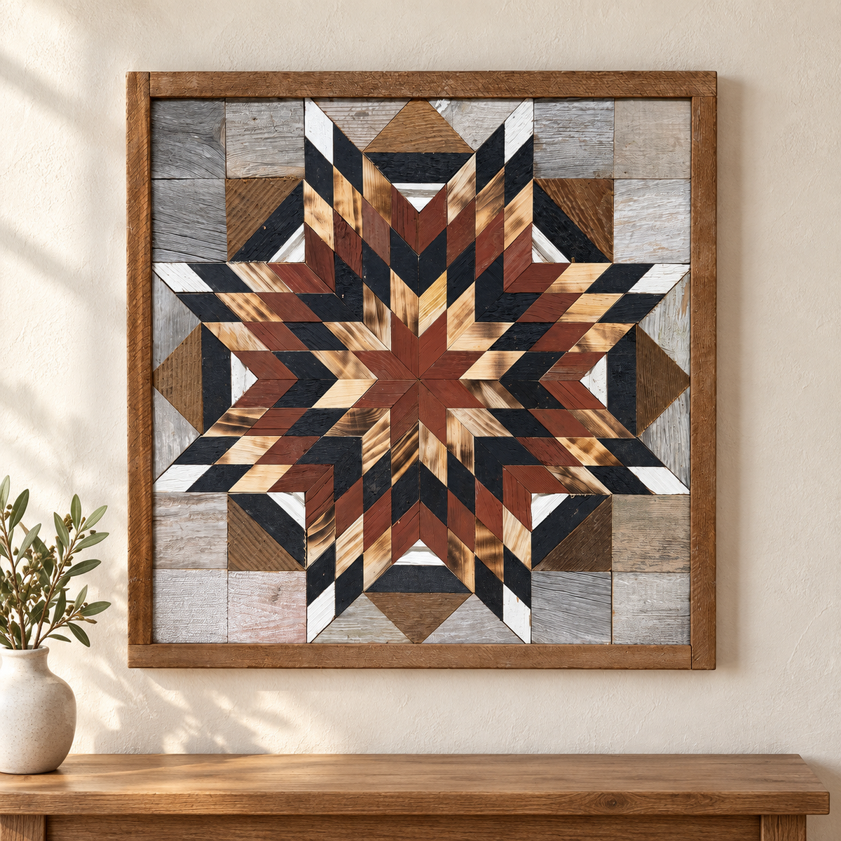 Amish Handmade Barn Quilt - Square (20.75 in x 20.75 in x 1 in)