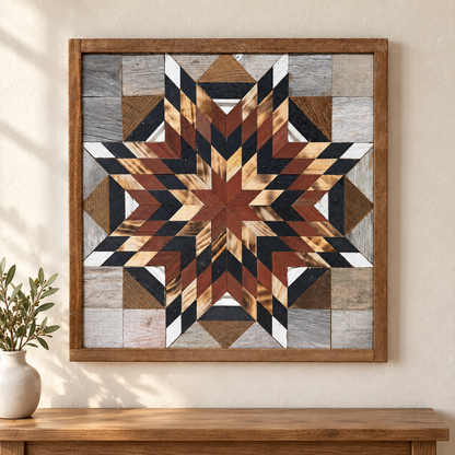 Amish Handmade Barn Quilt - Square (20.75 in x 20.75 in x 1 in)