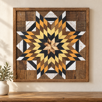 Amish Handmade Barn Quilt - Square (20.75 in x 20.75 in x 1 in)