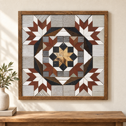 Amish Handmade Barn Quilt - Square (20.75 in x 20.75 in x 1 in)