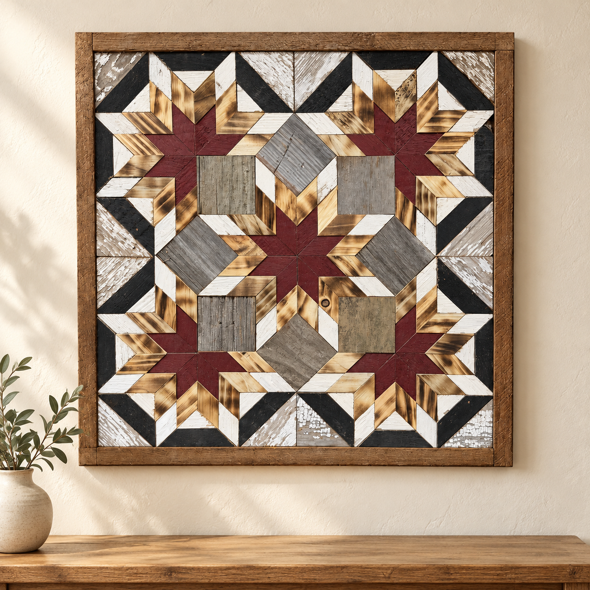 Amish Handmade Barn Quilt - Square (20.75 in x 20.75 in x 1 in)