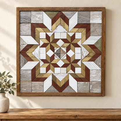 Amish Handmade Barn Quilt - Square (20.75 in x 20.75 in x 1 in)