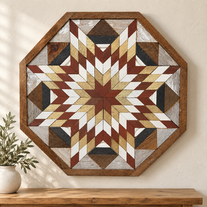 Amish Handmade Barn Quilt - Square (20.75 in x 20.75 in x 1 in)