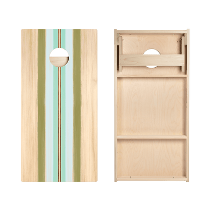 Beachy Retro Stripes Star Cornhole Boards