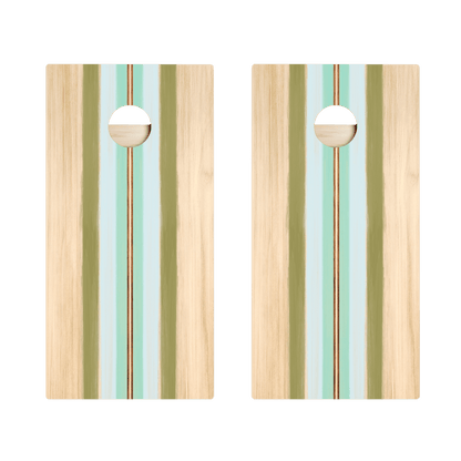 Beachy Retro Stripes Star Cornhole Boards