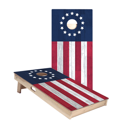 Betsy Ross Flag Star Cornhole Boards