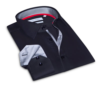 Richard Button-Up Shirt With Contrast Details // Black // Contemporary Fit (Regular)