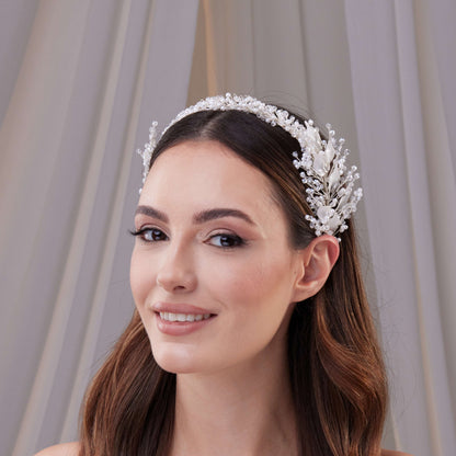 Resin and Crystal Beaded Bridal Hair Band