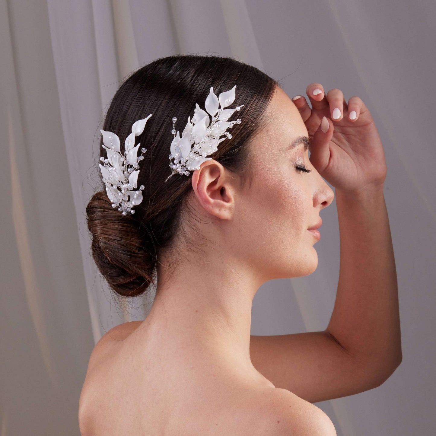 Two-Piece Resin Flower Bridal Hair Vine Set