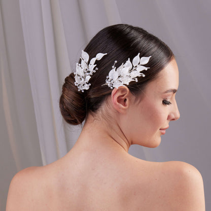 Two-Piece Resin Flower Bridal Hair Vine Set