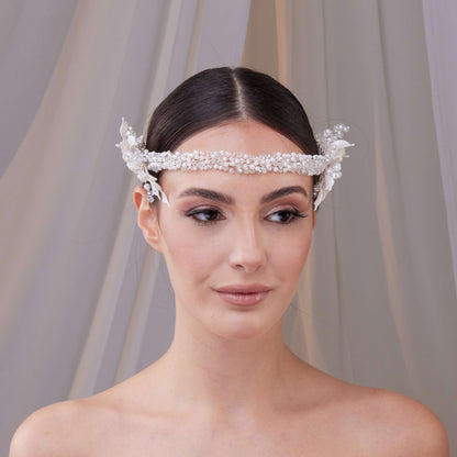 Bridal Resin Flower and Crystal Halo