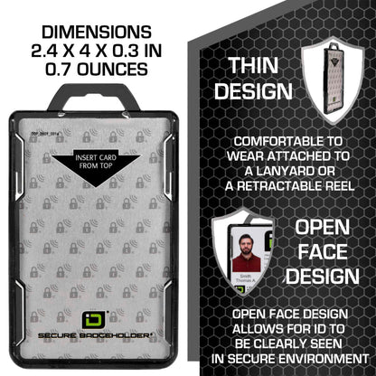 Secure Badge Holder Duolite ® Vertical 2 ID Card Holder, Retractable Reel, and Lanyard Bundle