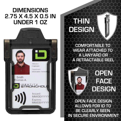 Secure Badge Holder Classic, Vertical 1 ID Card Holder, Retractable Reel, and Lanyard Bundle