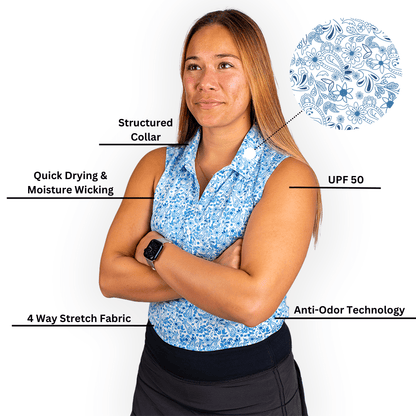 Blue Paisley Women's Polo (Sleeveless)