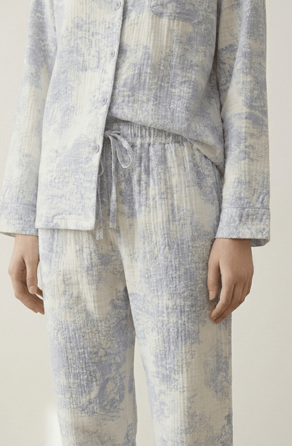 Blush Mist Cotton Pajama Set / Blue