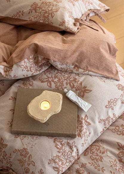 Bonnie Ribbon Bow Tie Floral Bedding Set / Brown