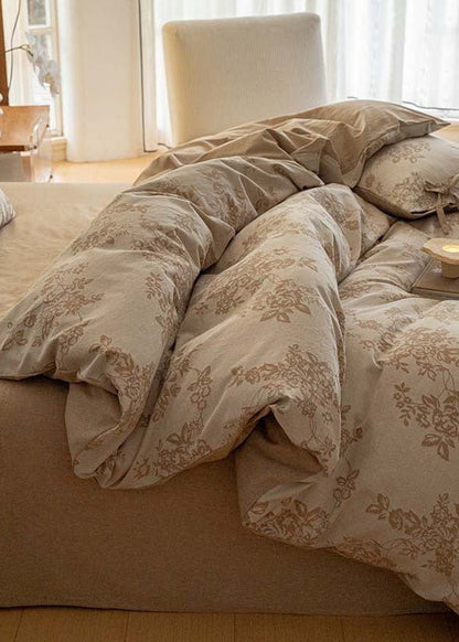 Bonnie Ribbon Bow Tie Floral Bedding Set / Khaki