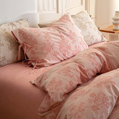 Bonnie Ribbon Bow Tie Floral Bedding Set / Khaki