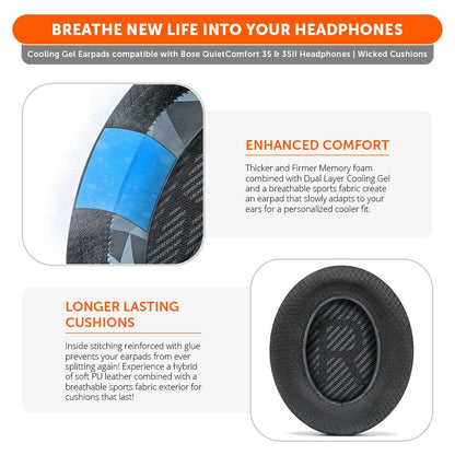 Bose QC35 Cooling Gel Earpads - WC FreeZe