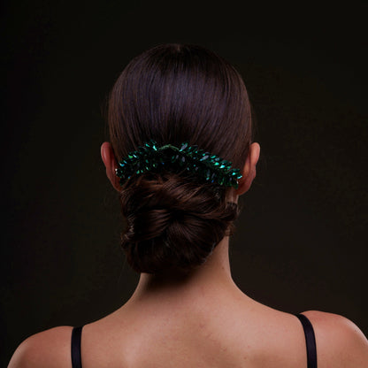Emerald Green Crystal Leaf Hair Comb Set